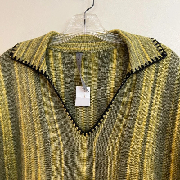 Raquel Allegra Wool Cashmere Knit Blend Fringe Bohemian Pullover Poncho Sweater - Picture 8 of 13